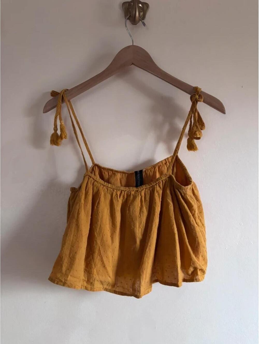Mustard Tie-Strap Women's Crop Top